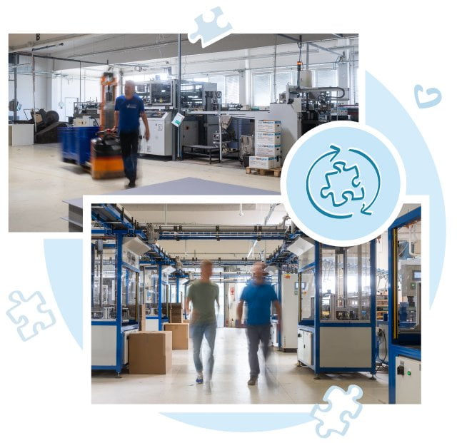 Nous utilisons de l’électricité verte dans nos bâtiments de production modernes pour la fabrication de nos puzzles.