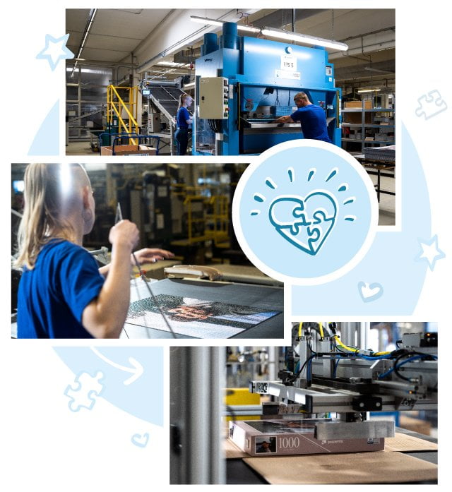 Chaque puzzle et jeu personnalisé par nos clients est découpé à l’aide de couteaux de précision et emballé dans des boîtes personnalisées.