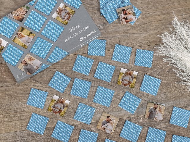 Jeu de mémoire photo pour le mariage