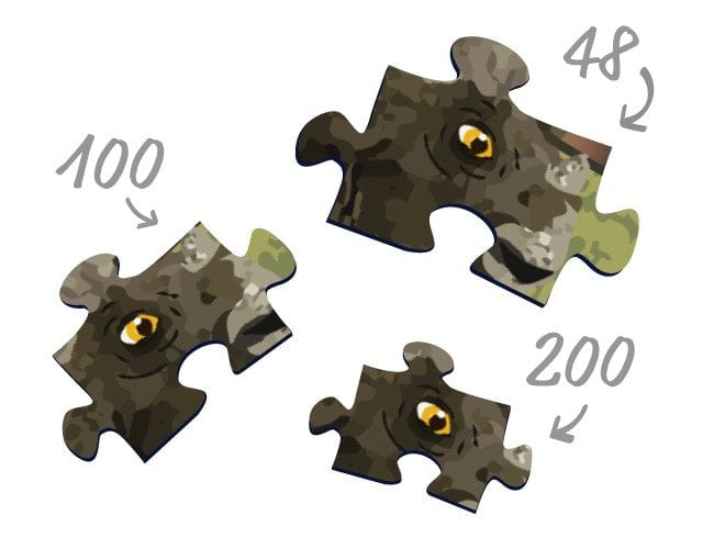 Grootte van de puzzelstukjes